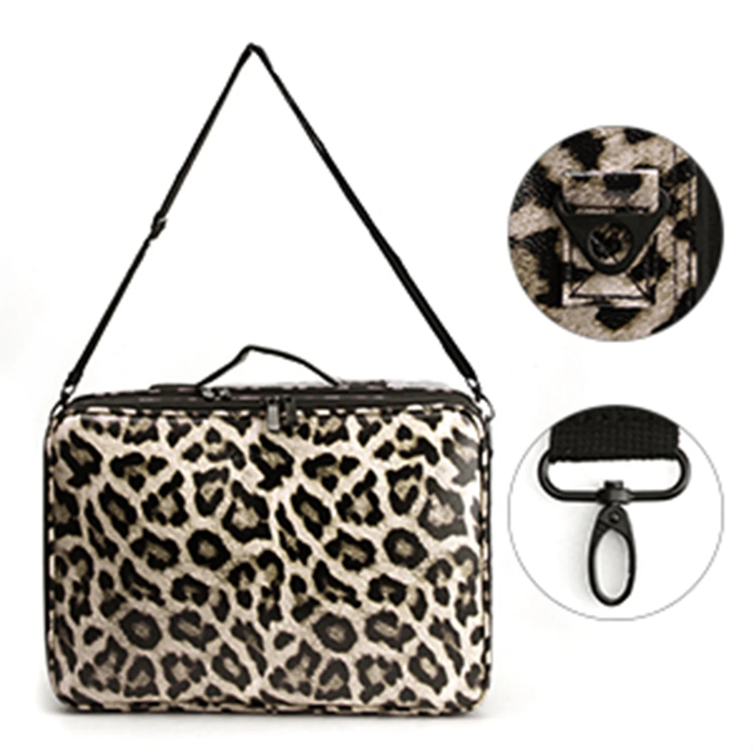 Ship from US AIMEI Extra Large Cosmetic Bag Vanity Case Makeup storage bag and Organizer Leopard print model With mirror Size S Mini 250227FBB