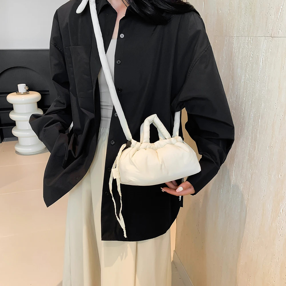 Ship from US Candy Color Fashion Handbag Soft Puffer Crossbody Bag with Adjustable Strap Top Handle for Women Work Shopping Travel 250227FBB