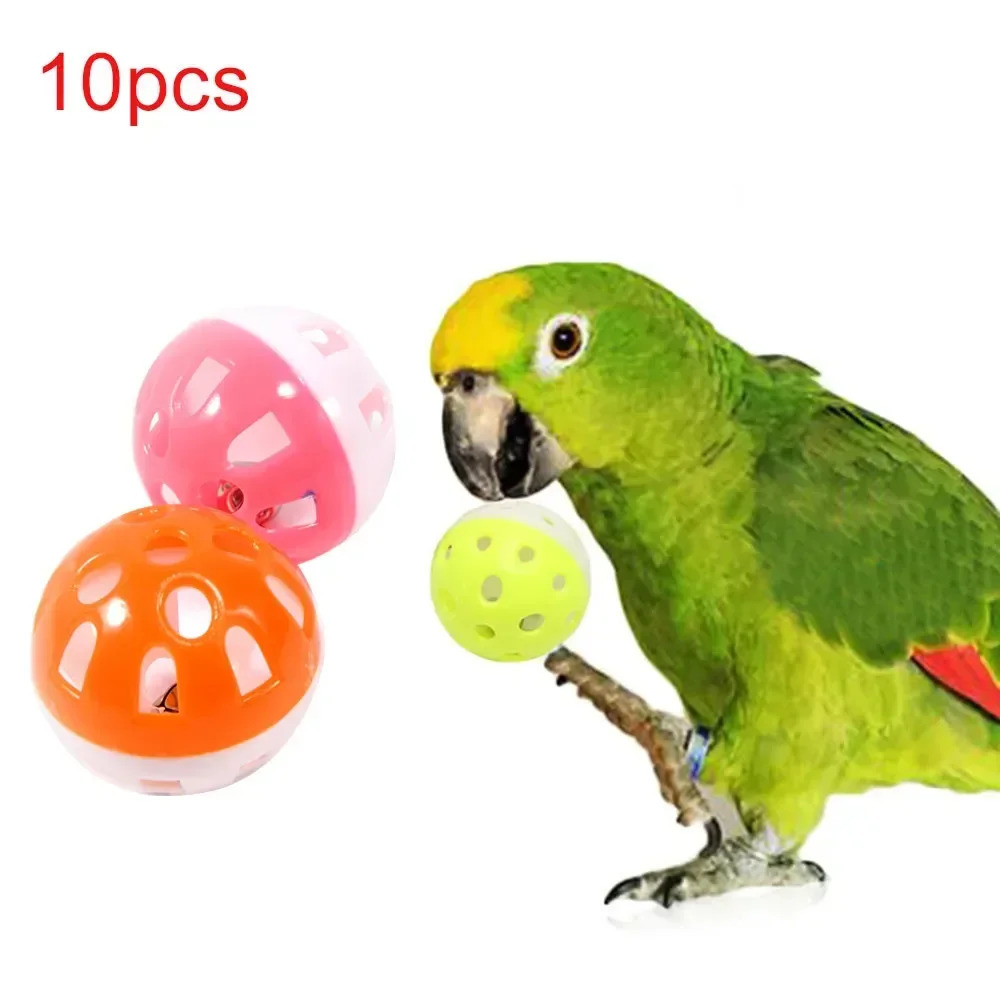 10pcs Pet Parrot Toy Colorful Hollow Rolling Bell Ball Bird Toy Parakeet Cockatiel Parrot Chew Cage Fun Toys Pet Bird Supplies 250226