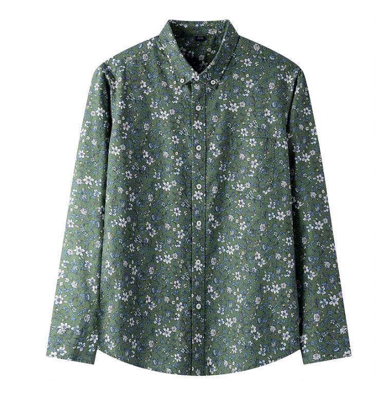 small floral casual shirts sanded printed cardigan mens shirt cotton oxford long sleeve lapel leisure trend youth retro shirts plus size xxxl tops