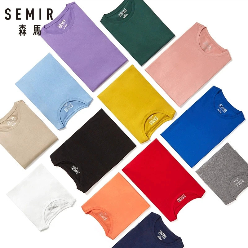 Semir Summer Cotton T Shirts Men Simple O Neck Stretch Solid Tops Clothing Casual Tshirt Man Streetwear Cool Tee Shirts 250226