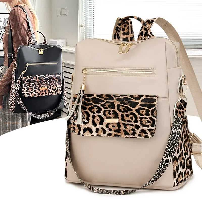 Diaper Bags Leopard Print Nylon Womens Backpacks Simple Casual 2025 Hot Sale Womens Bags Large Capacity Simple Fashion Backpacks Y250227RGLW