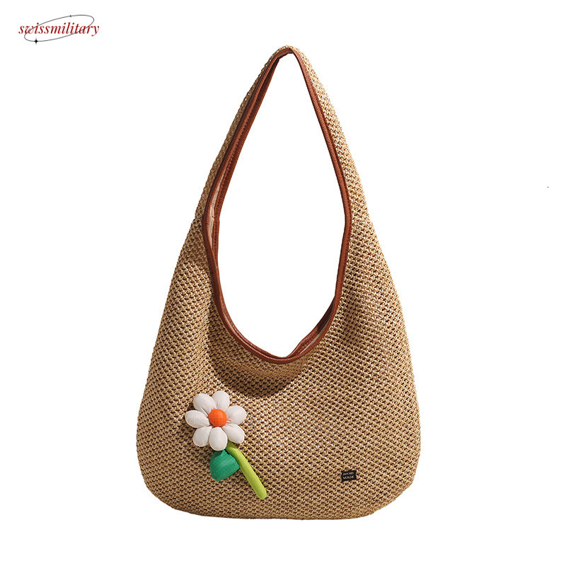 Straw bag for women 2025 new summer seaside vacation beach shoulder forest series handmade woven bag, large capacity #swissmilitary