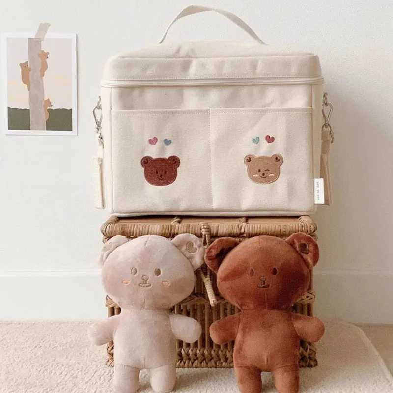 Diaper Bags INS childrens bear insulation bag baby stroller storage bag mommy bag portable outdoor insulation bag Y2502276KA8