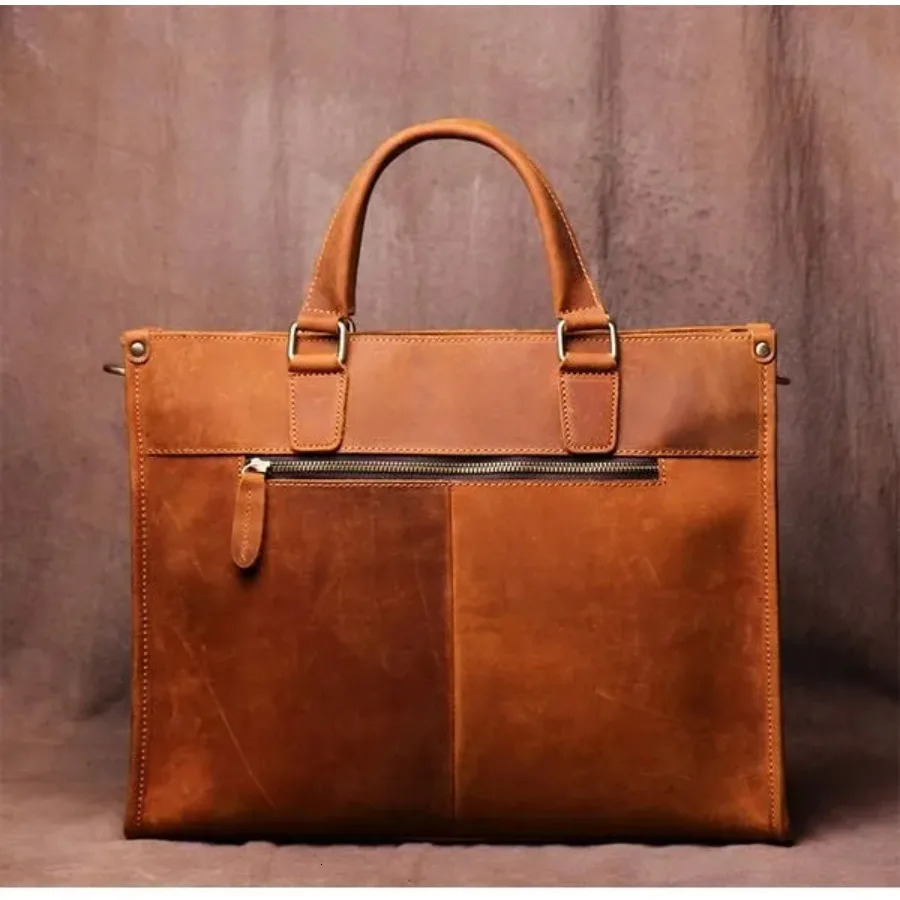 Ship from US Vintage Leather Messenger Bag for Business Professional Men Durable and Stylish Briefcase 250227FBB