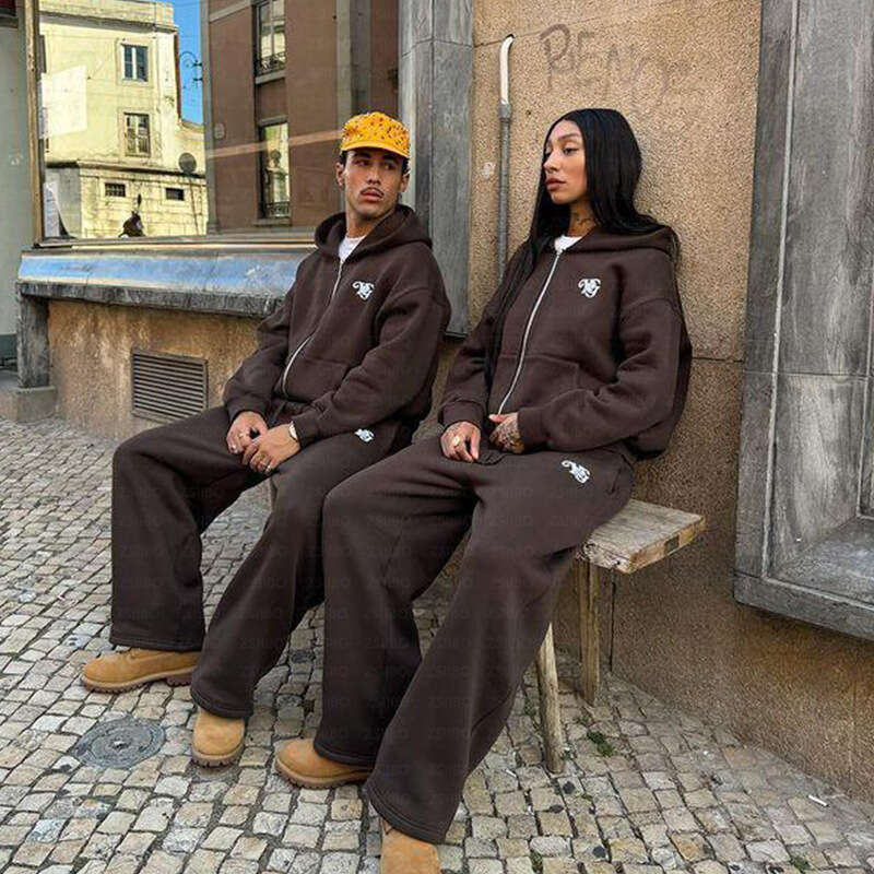 Autumn/Winter Season Y2K Loose Casual Embroidered Zipper Sports Hoodie for Men and Women Couples