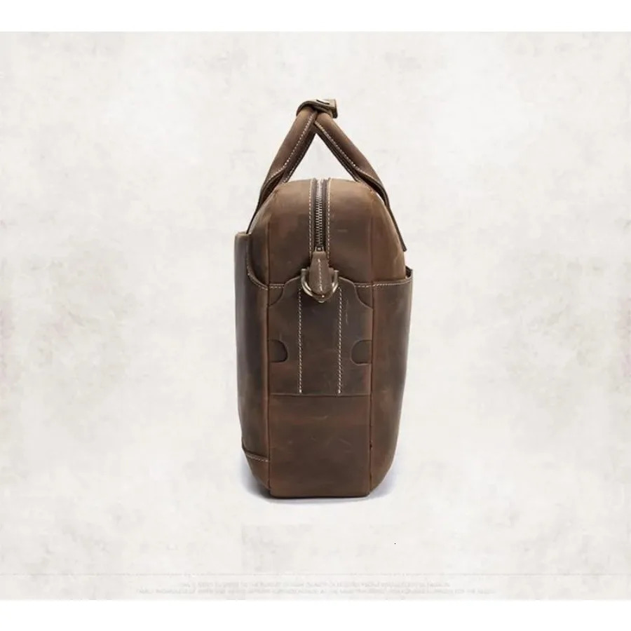 Ship from US Vintage Leather Business Travel Messenger Bag Handmade briefcase 250227FBB