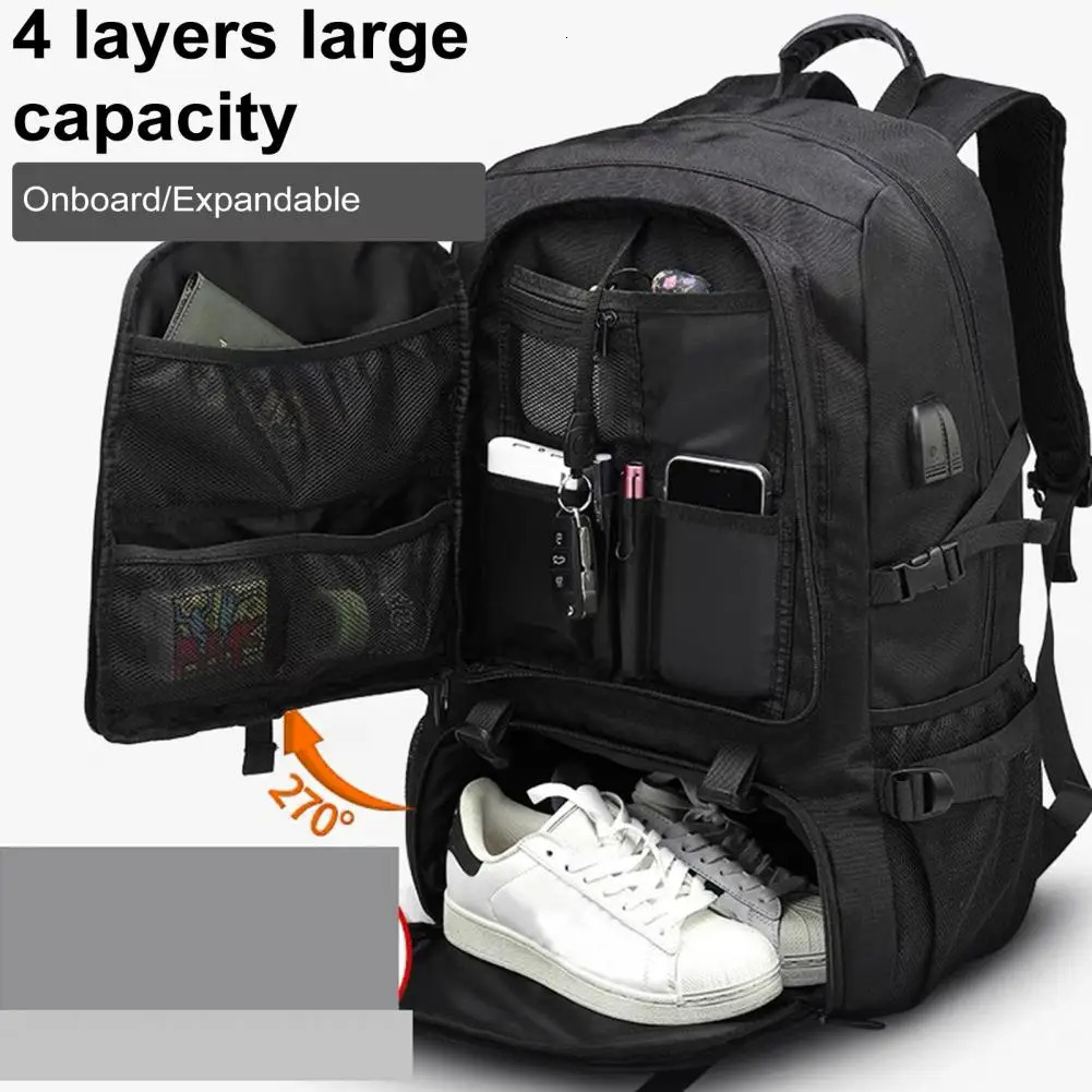 Ship from US 5080L Backpack USB Charging Port Large Capacity Multi Pockets Adjustable Shoulder Strap Waterproof Hiking Bag 250227FBB