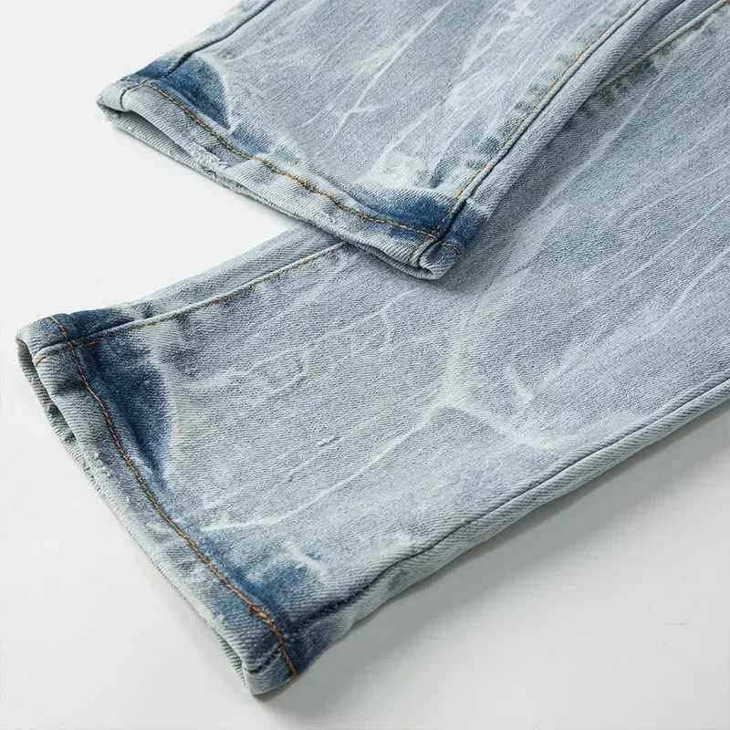 High quality jeans mens personalized cat food American straight leg fashionable slim fit brand pants X250227
