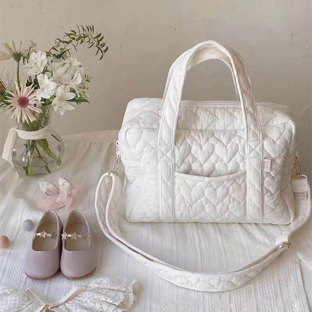 Ship from US Women Tote Bags Nylon Shoulder White Fashion Multifinonal Storage Large Capacity Handheld Mommy Hanadbag 250227FBB