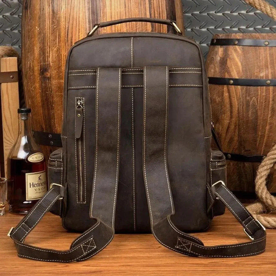 Ship from US Genuine Vintage Leather Backpack for Men Women Travel Outdoor Casual Rucksack 250227FBB