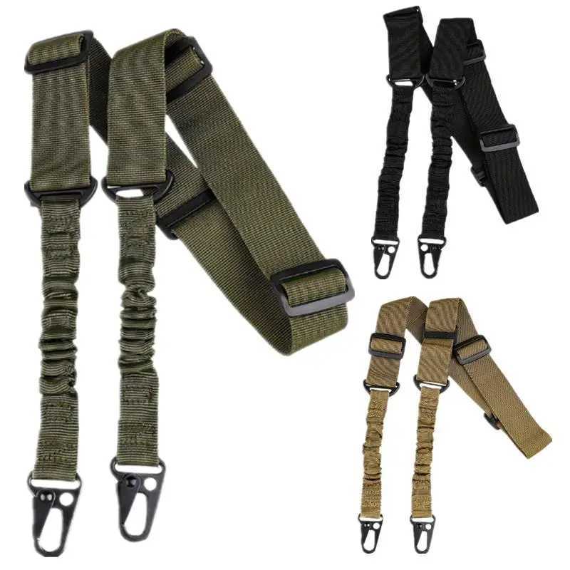 Two Points Rif Sling with ngth Adjuster Traditional Sling with QD Metal Hook for Outdoor AR AK Gun Sling Shoulder Straps W250227