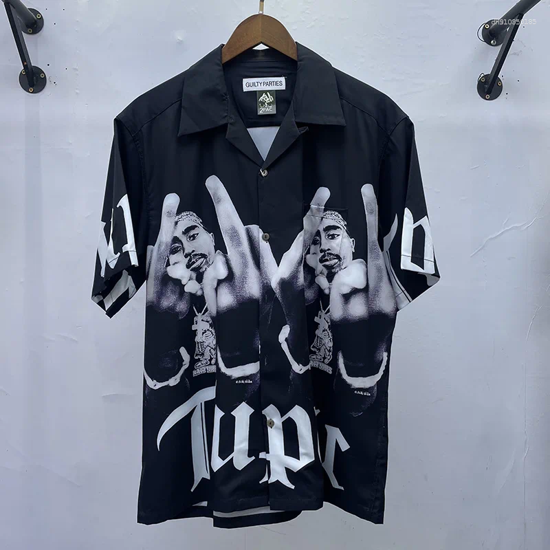 Men's Casual Shirts Hawaii WACKO MARIA Lapel Short Sleeve Shirt Men Woman High Street Printing Summer Top Tee Vintage