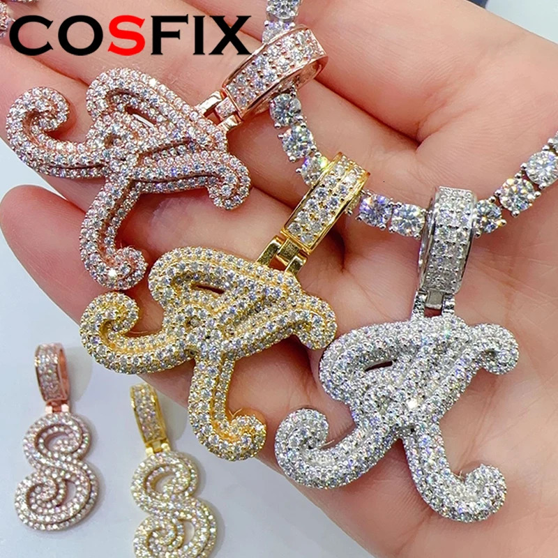 Hiphop K D S Letter Pendant s925 Sterling Silver D Color Alphabet Pendant Necklace for Women Men INS Gift 250227