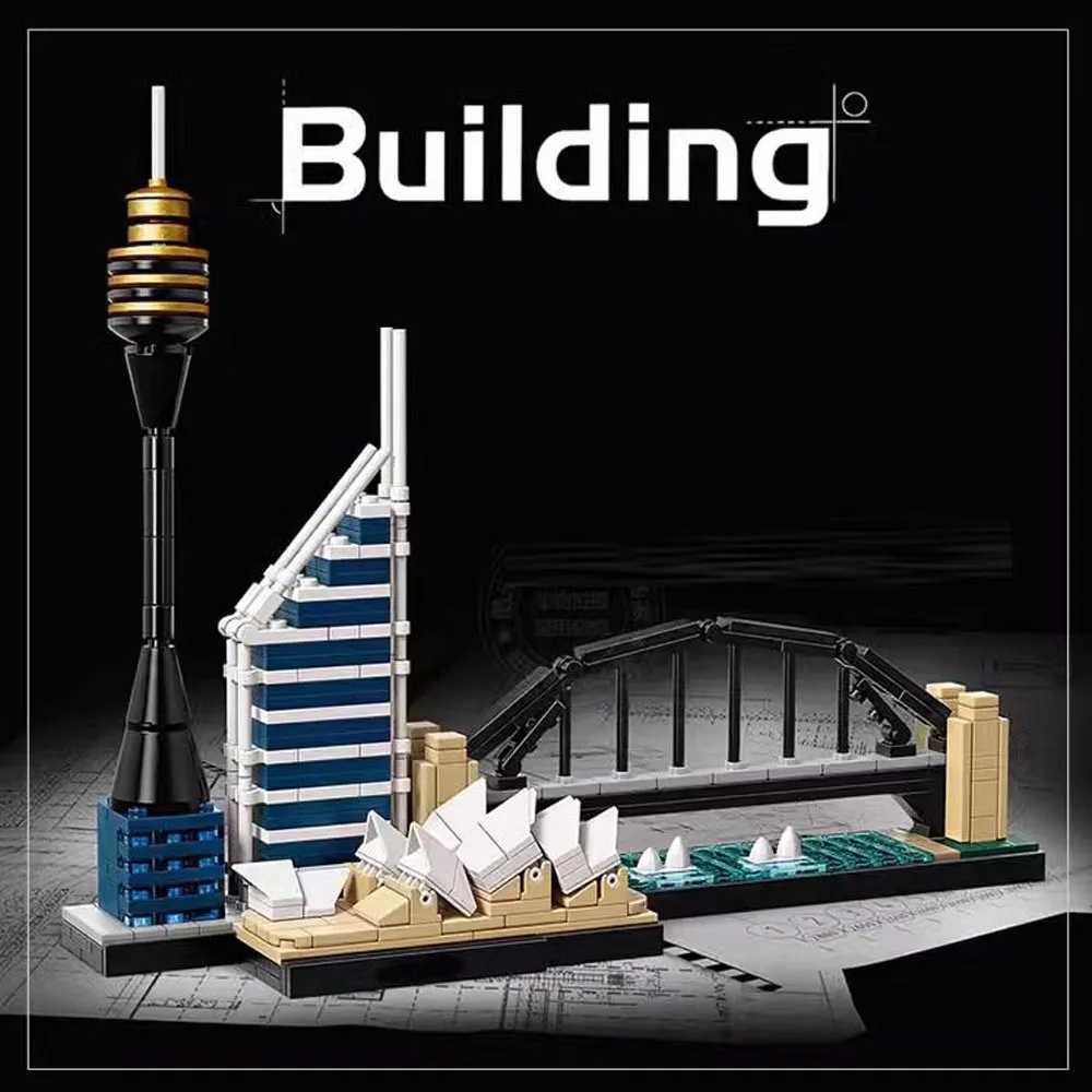 Creative street View London Sydney Chicago Building Blocks Kit B Classic City Model Kid Toys Gift 21033 21032 21034 21038 Y250227