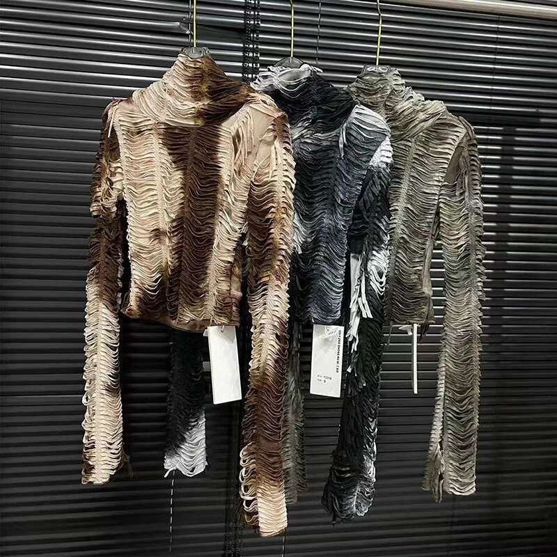 DEAT 2024 Autumn New Item Niche Hooded Long Sleeve T-shirts For Women Fashion Vintage Slim Fit Cut Design Tops Female 11A01256