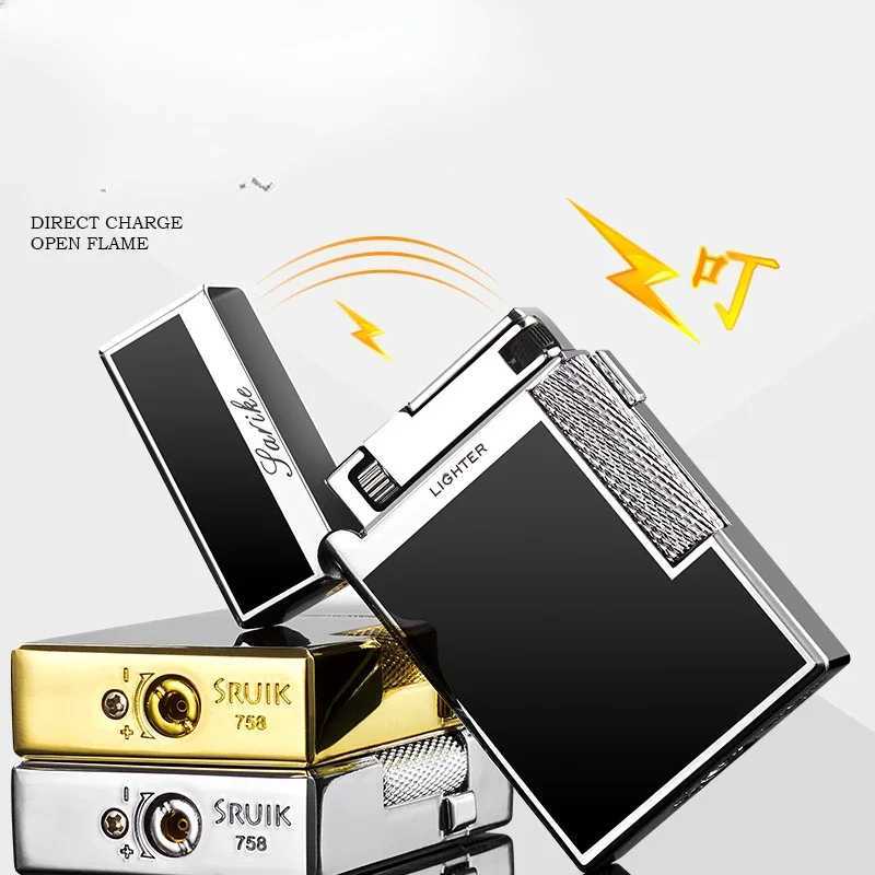 New Dual Fire Switch Butane Gas Lighter Metal Windproof Smoking Accessories Butane Gadgets Mens Gift W250227
