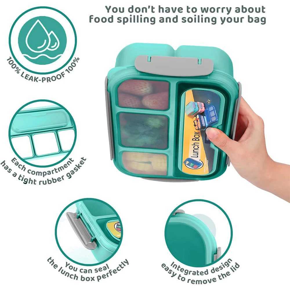 High Quality Bento Box Lunch Box Adult LunchBox Containers For Toddler Kids Adults 1300ml 4 Compartments Fork Leak-Proof Microwave Dishwasher T250227