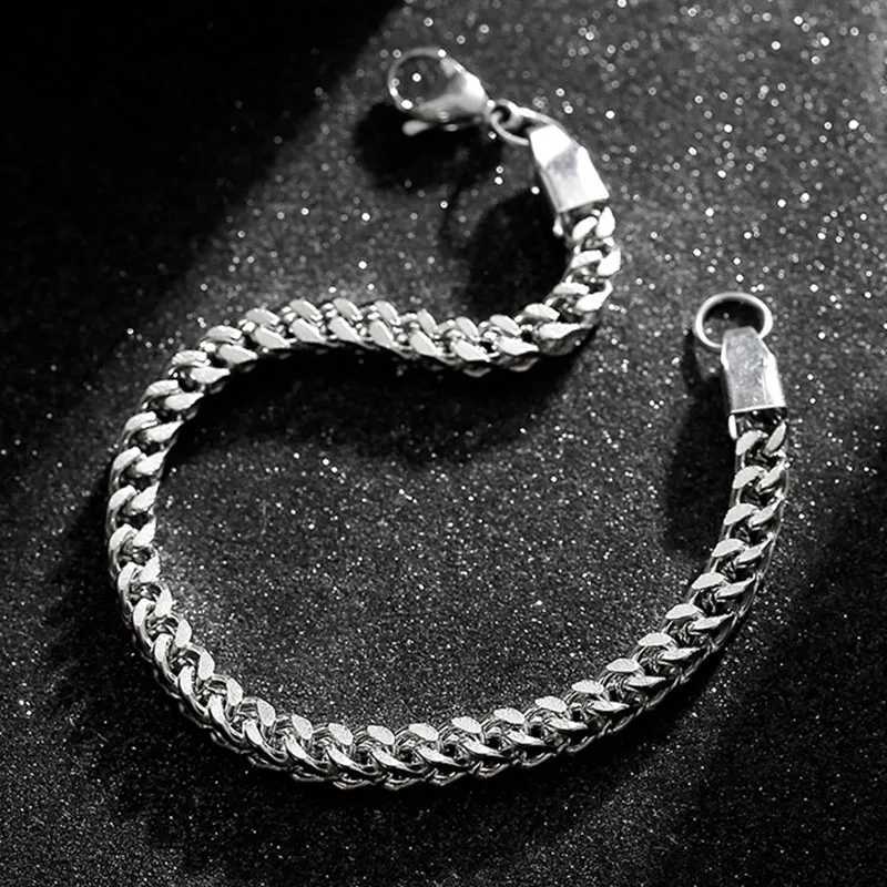 5MM stainless steel quarter chain suitable for mens womens Cuban bracelets boys chain bracelets metal watch jewelry length 19cm/21cm W250227