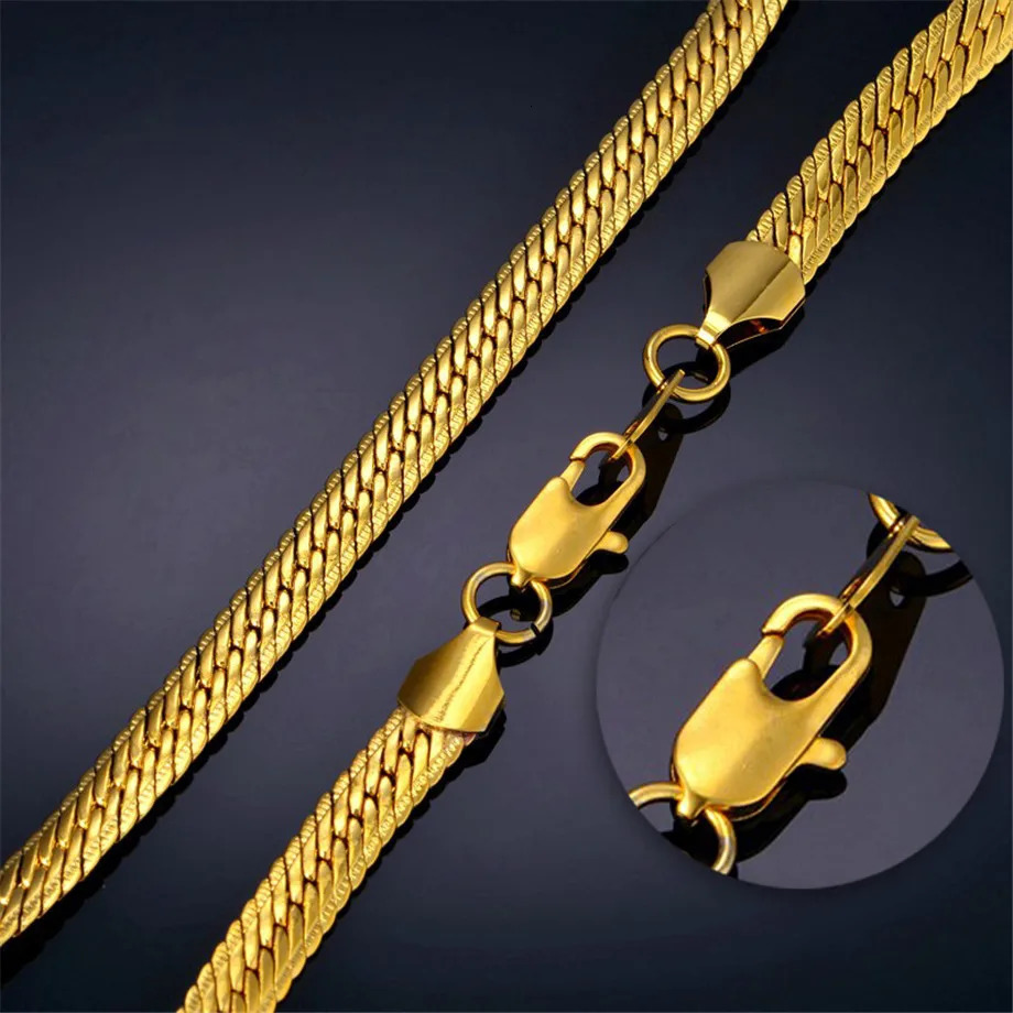Male Hiphop Thick Gold Chain Link Necklace Snake Gold Chains Gold-Color Hiphop Chain Men Jewelry Wholesale 250227