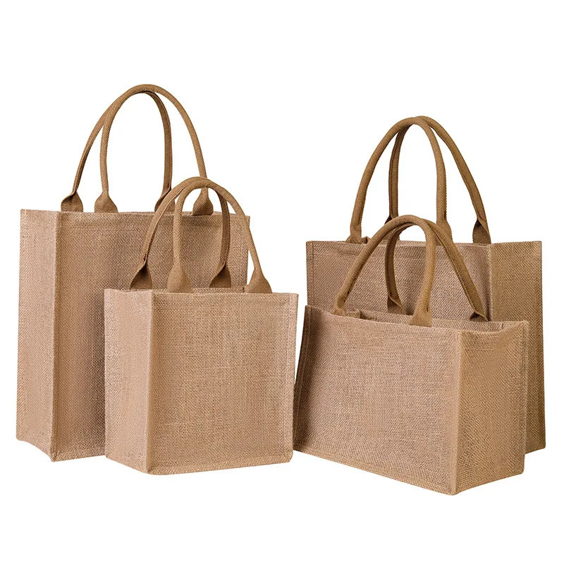 Ship from US Womens largecapacity zipper jute bag fashionable versatile handheld shopping mens outing travel hand carry Tote 250227FBB