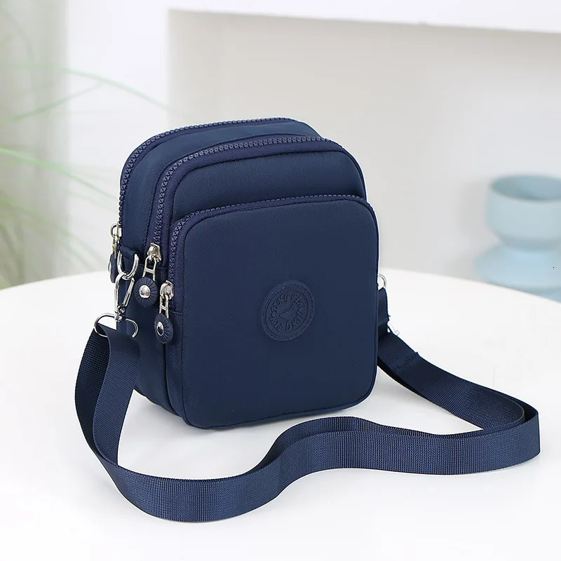 Ship from US Three layer mobile phone bag womens crossbody mini versatile summer Oxford canvas walking wallet 250227FBB