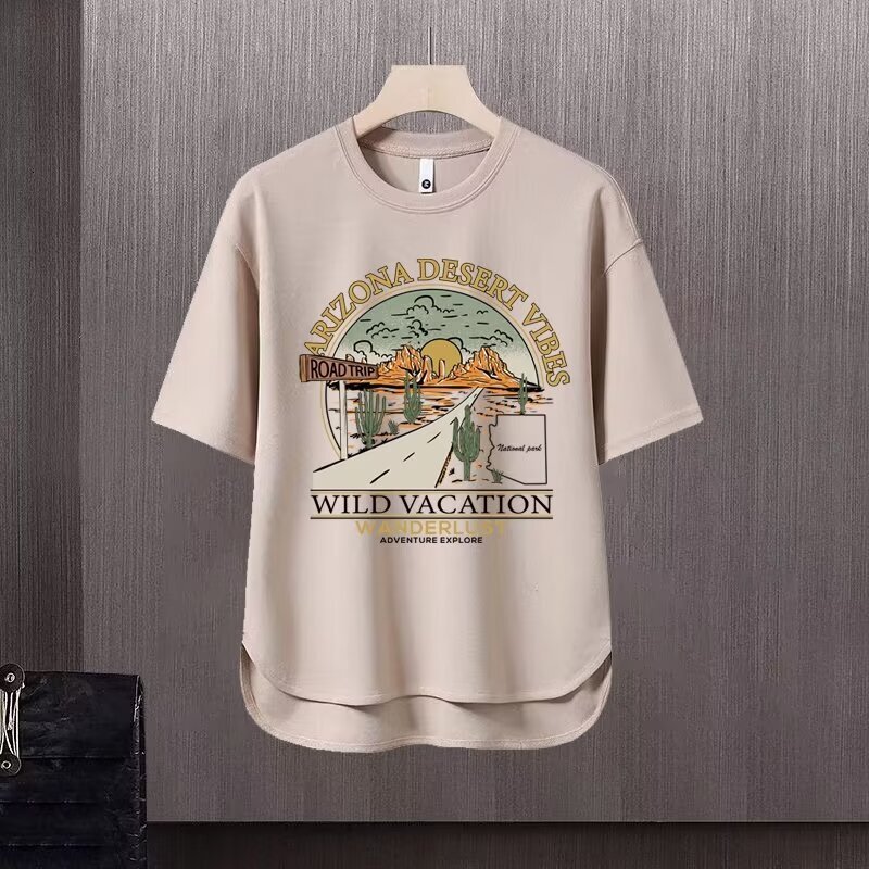 2025 new short sleeved T-shirt men's ins trendy brand hip-hop style round neck base shirt top summer