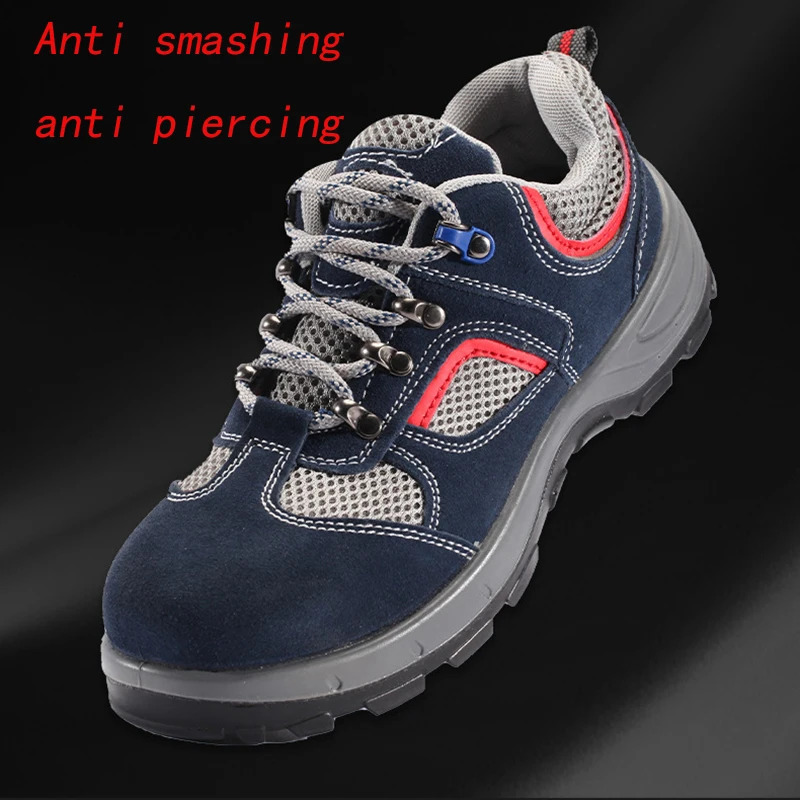 Protection Shoes Men Summer Anti Impact Puncture Steel Toe Cap Lightweight Breathable Construction Site Work Shoes 250226