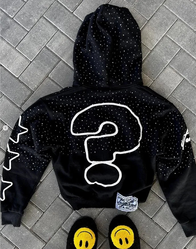 American Street Hiphop Letter Print Zipper Hoodie Women High Retro Harajuku Fashion Trendy Loose Casual Y2K Tops 250225