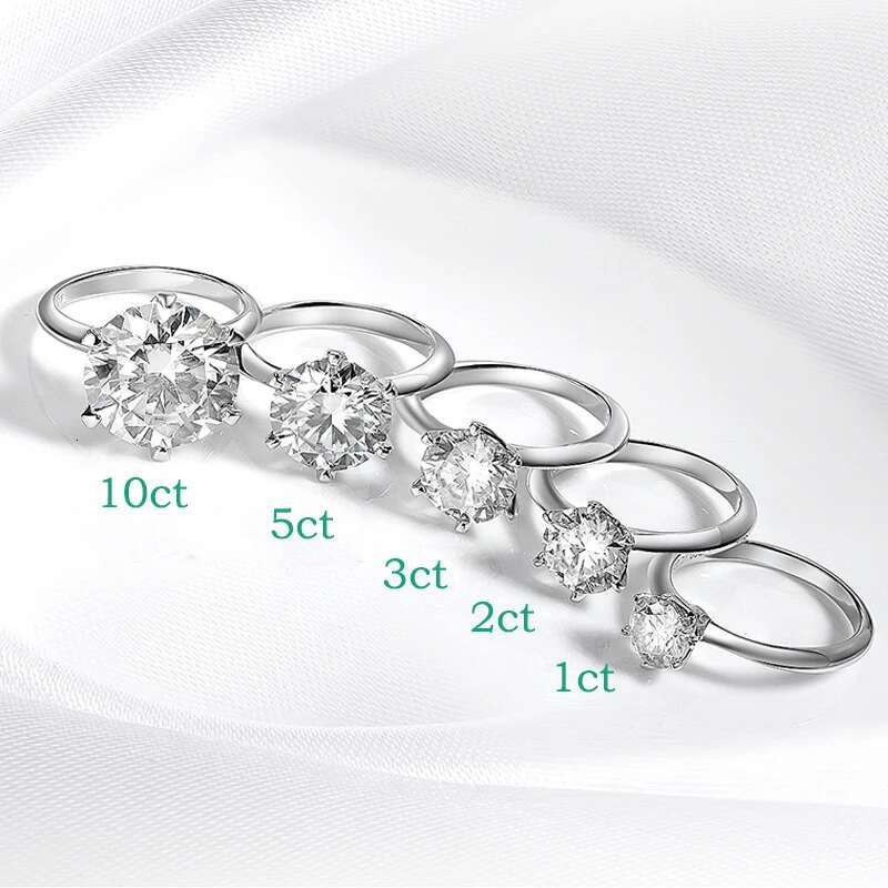 Smyoue 10CT 14mm GRA Real Moissanite Engagement Ring for Women Classic Bride Lab Dia promise Band Sterg Sier