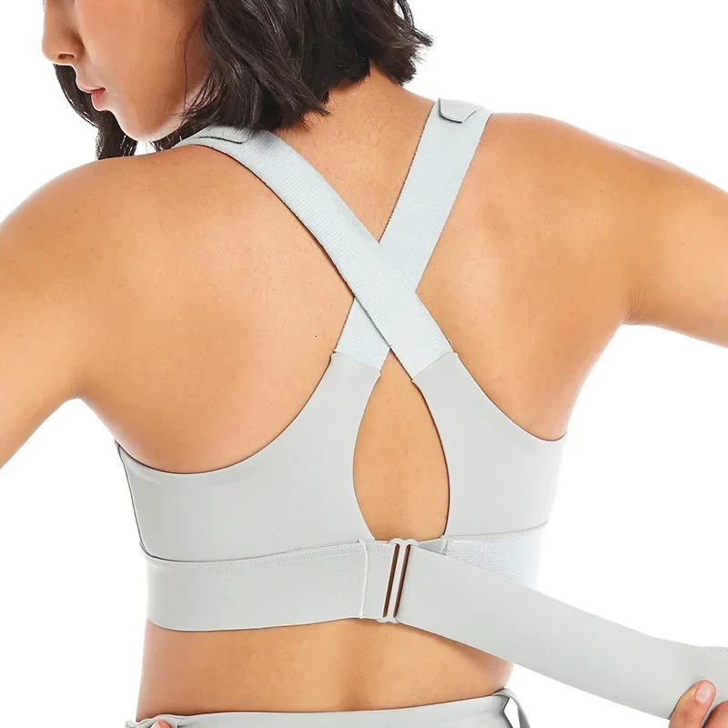 Women Sports Bras Tights Crop Top Yoga Vest Front Zipper Plus Size Adjustable Strap Shockproof Gym Fitness Athletic Brassiere 250226