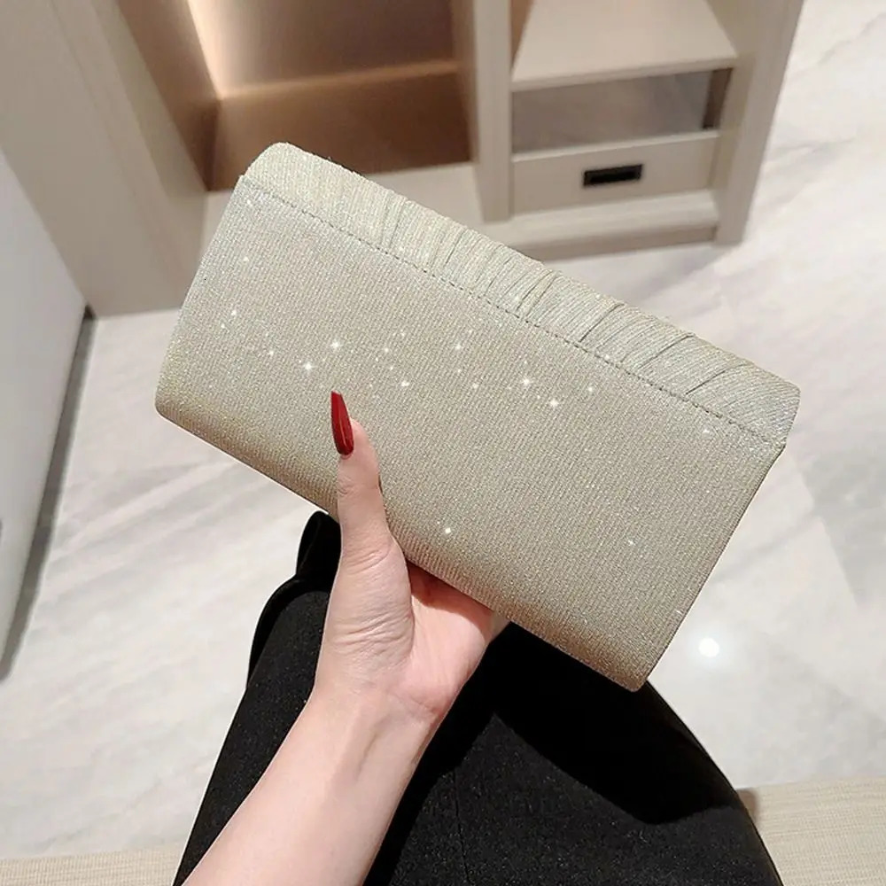 Gold and silver evening bag womens elegant fashionable banquet clutch chain shoulder y wallet wedding party 250226