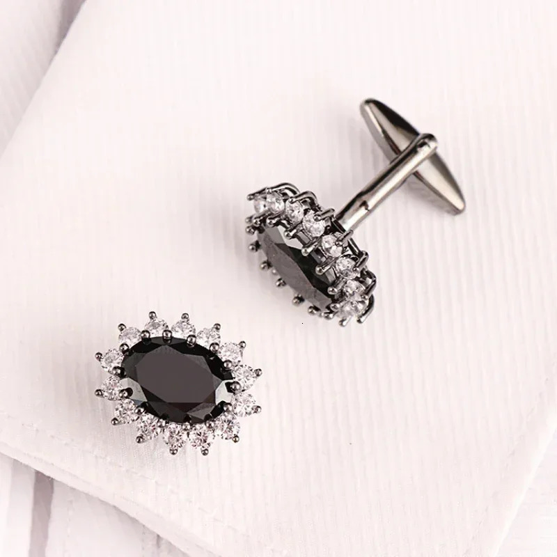 Mens Rhinestone Crystal Cufflinks French Shirt Cuff Links Men Business Banquet Cocktail Party Wedding Anniversary Gifts 250227