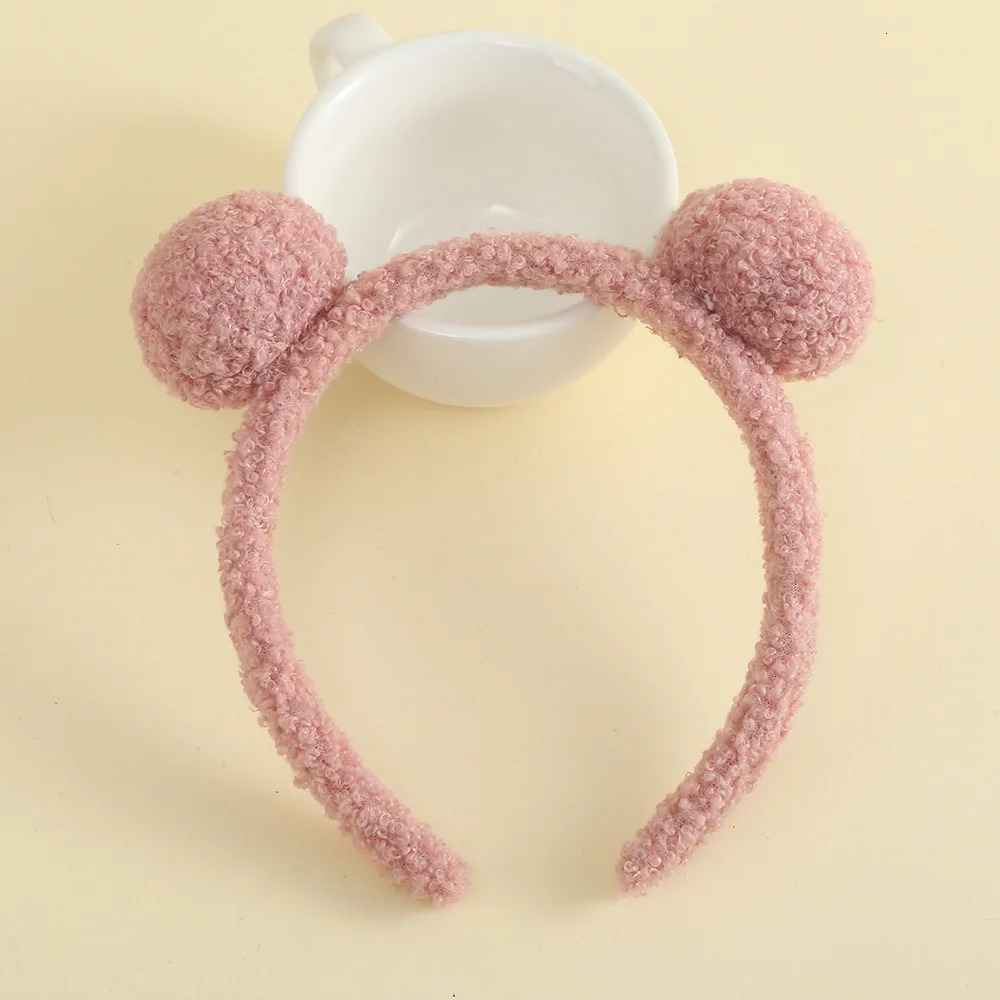 10pcs/Lot 15mm Sweet Wool Hairbands Winter Warm Hair Accessories Baby Girls Mini Mouse Plastic Headbands 4 Colors 250227