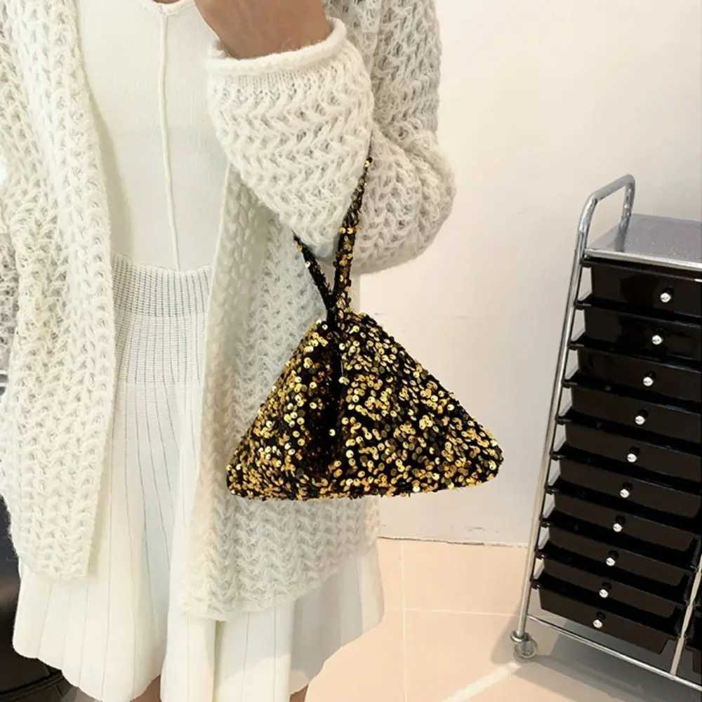 Solid color sequin cross body bag Fi Korean INS evening club bag handbag bottom bag sequin shoulder bag for womenXJ250227