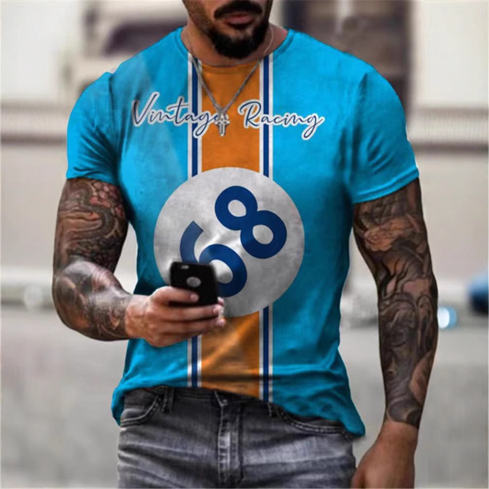 Designer's Casual Trend 2025 New Summer Casual T-shirt Digital Printing Fashionable Round Neck Men's Short Sleeved Shirt