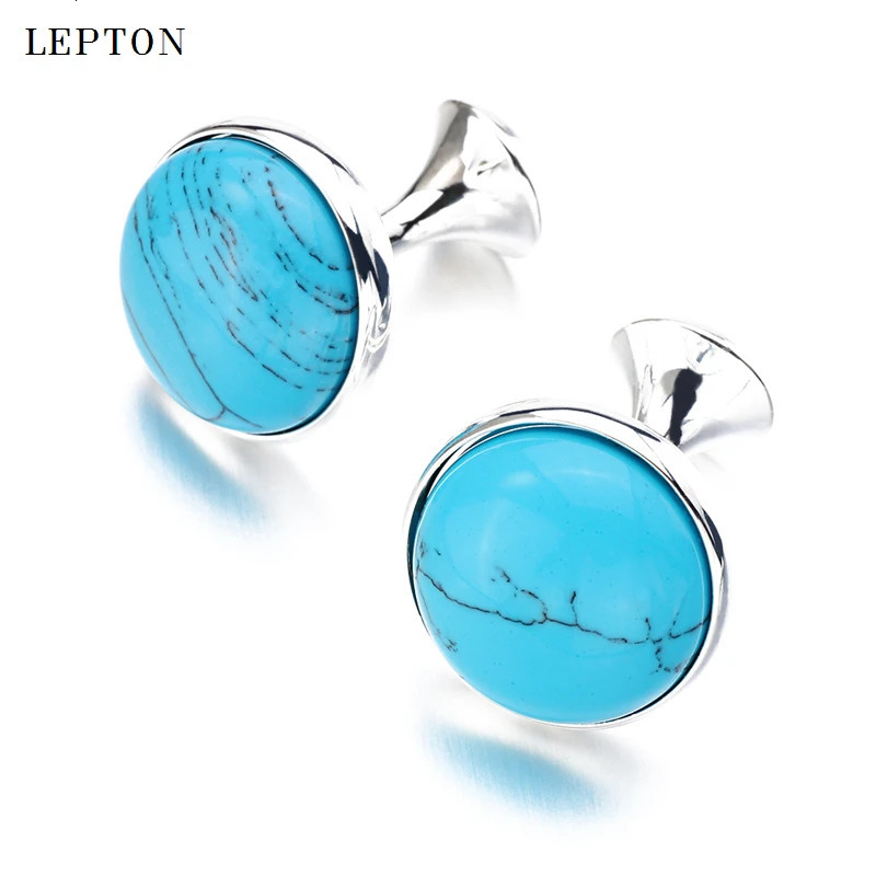 Low-key Tiger-eye Stone Cufflinks for Mens Lepton High Quality Round Tigereye Stone Cuff links Relojes gemelos Gift 250227