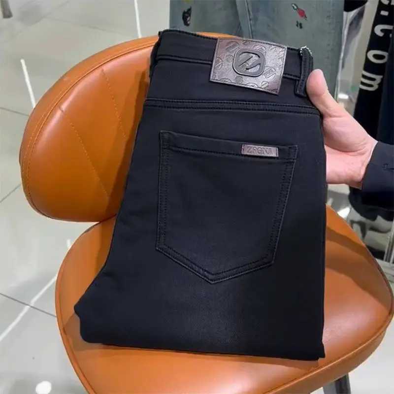 Fashion Korean Style Luxury Clothing Slim Black Designer Denim Jeans Men Smoke Gray Boyfriend Casual Streetwear Pencil Pants X250227
