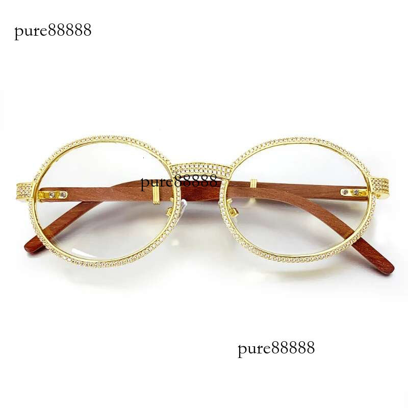 Hiphop Iced 5A Zircon Modern Sunglass Gold Plated Pave Bg Moissanite Glasses Women Men Personality Woody Eyeglass Ins