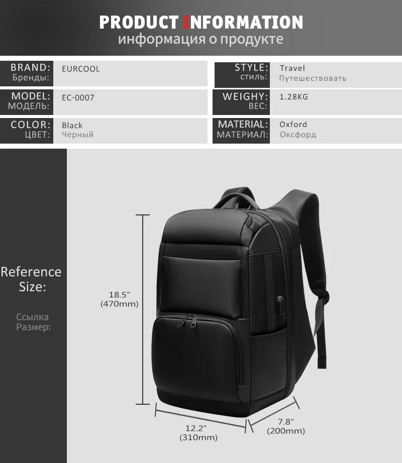 Ship from US Men Large Capacity MultiFunction Backpack Bag Usb Charging Waterproof Travel Bags Laptop Lightweight backpacks 250227FBB
