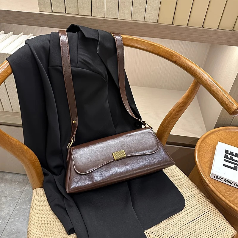 Ship from US Minimalist Shoulder Bag Trendy Simple Handbag Flap Purse For Women 250227FBB