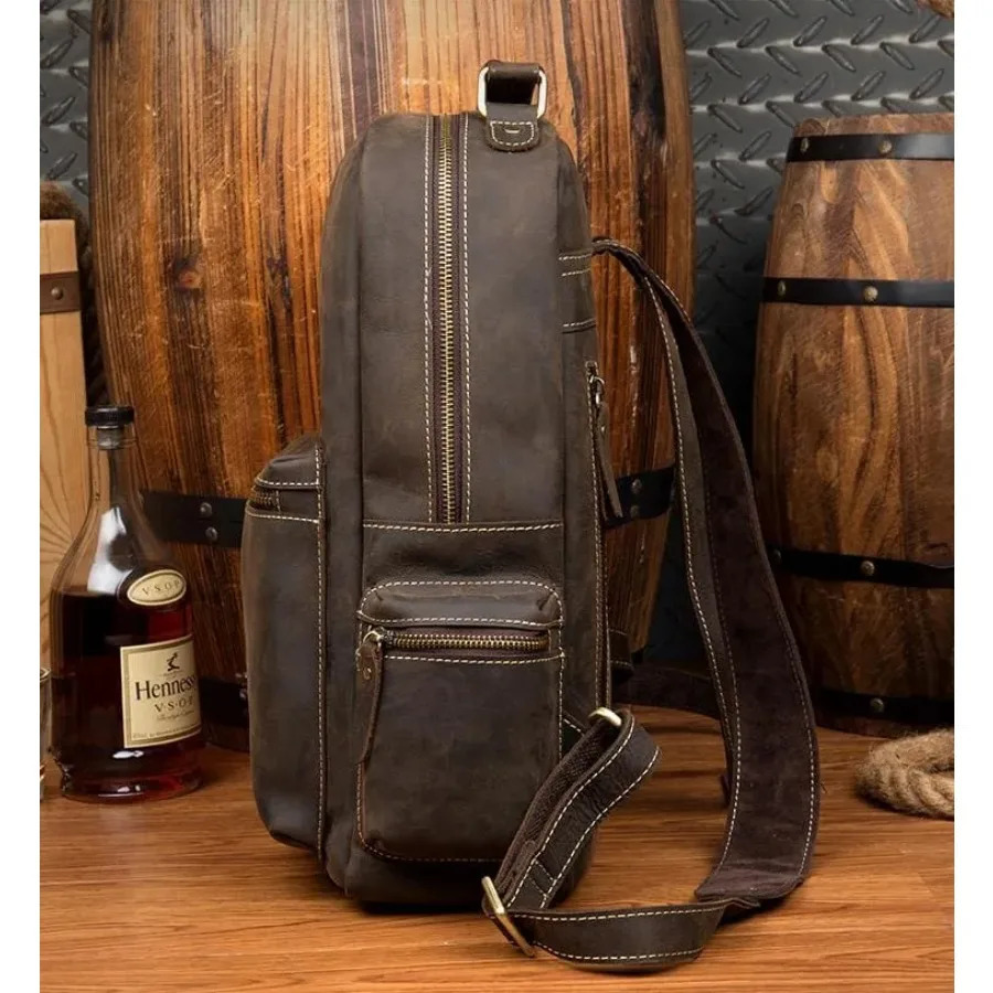 Ship from US Genuine Vintage Leather Backpack for Men Women Travel Outdoor Casual Rucksack 250227FBB