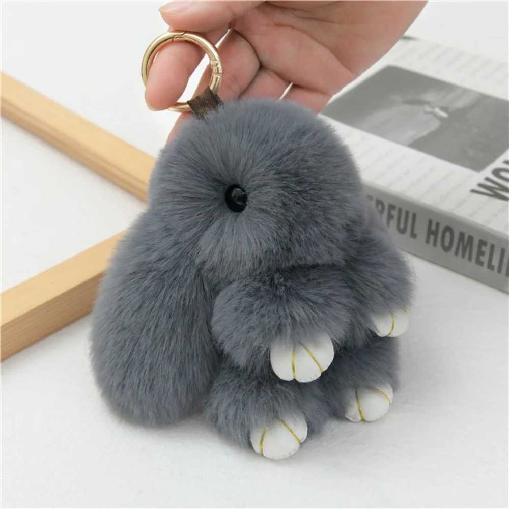 15cm fluffy soft cute artificial rabbit fur girl bag keychain Pom gift Free shipping