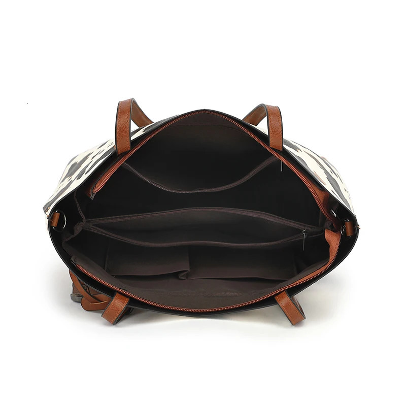 Ship from US Cow Print Tote Bag for Women Western Purse Boho Top Handle Stachel Handbag with Guitar Strap Gift Brown 250227FBB