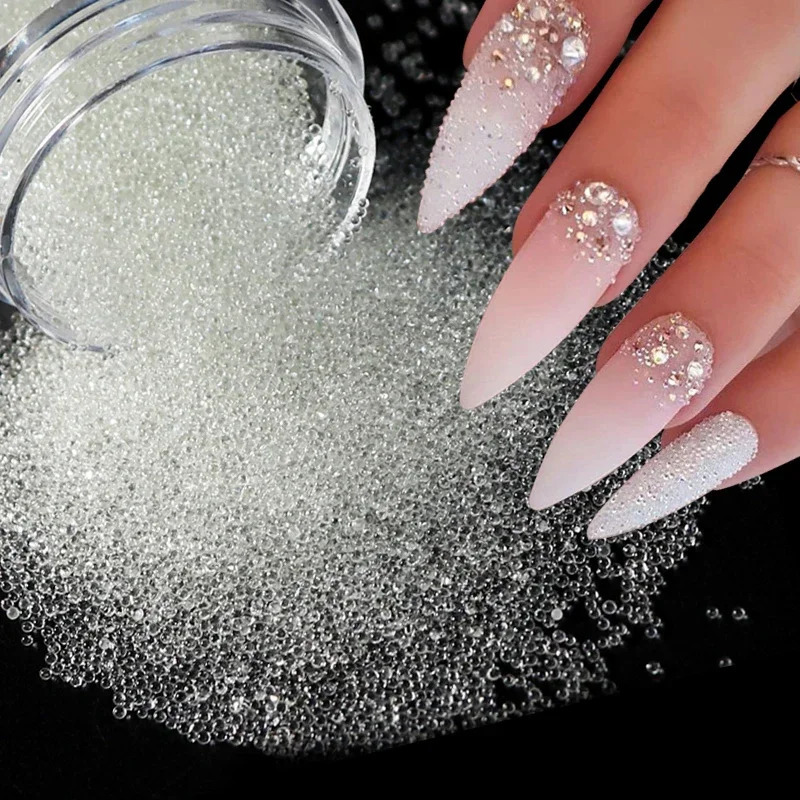 Caviar Small Beads Glass Nail Charms 3D Clear AB Color Gems Decoration Accessories Supplies for Professionals 250217