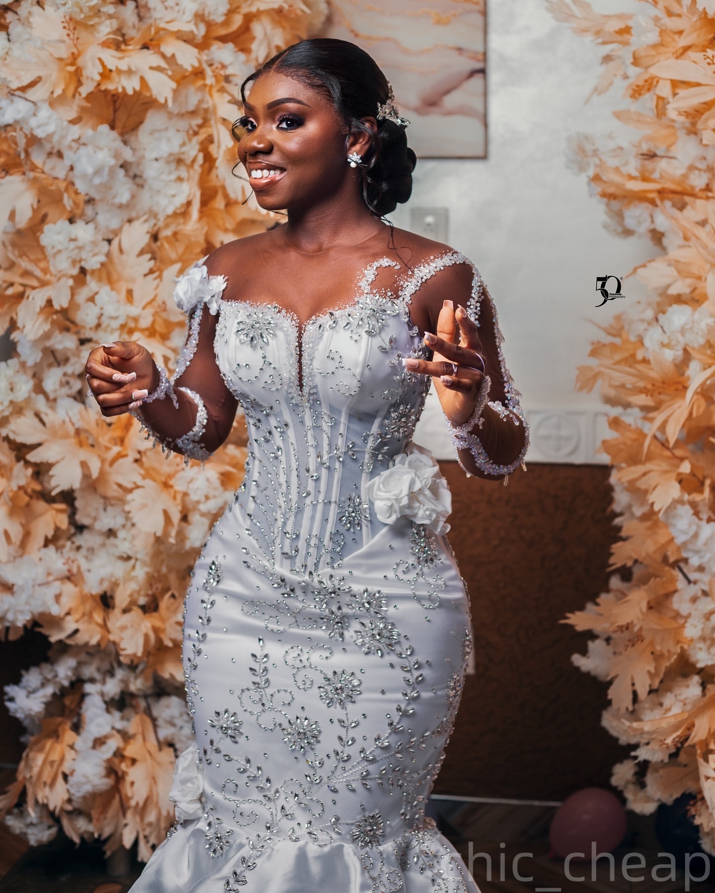 2025 Arabic Aso Ebi White Wedding Dress Beaded Crystals Sheer Neck Full Sleeves Satin Luxuirous Bridal Gowns Dresses ZJ045