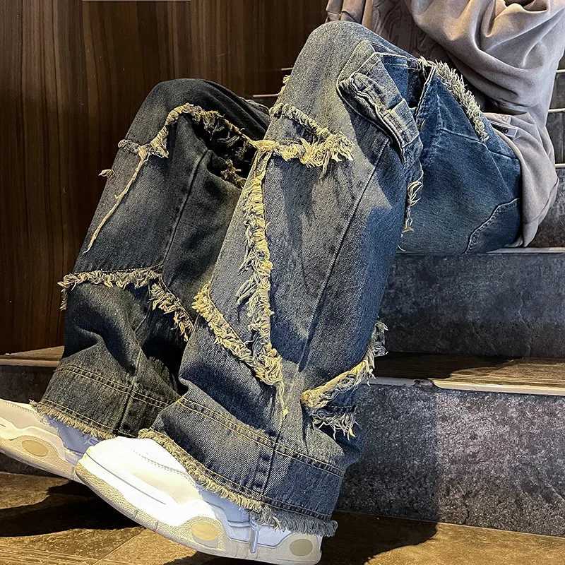 Streetwear big stars edge jeans cargo pants mens and womens clothing Y2K loose hip-hop wide leg pants Harajuku casual jeans Trousers X250227