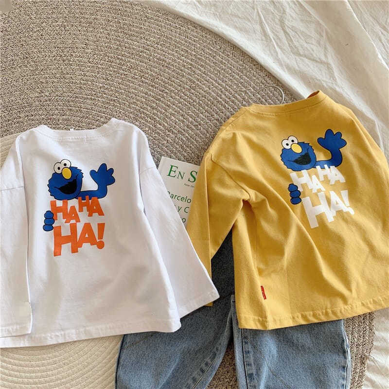 T-shirts Cotton T-shirt long sleeved childrens and womens spring and autumn tops cartoon fun simple inner layer bottom shirt for childrenY250227IRKZ