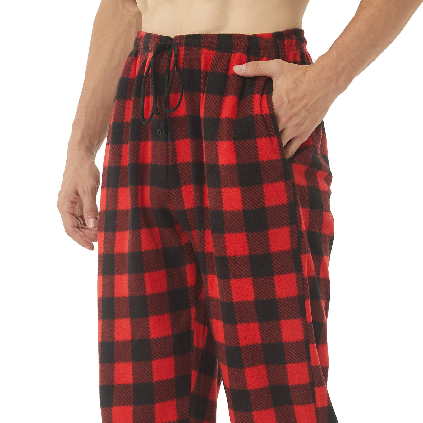 2 Pack Mens Pajama Pants Fleece Pajama Bottoms Pj Plaid Pants with Pockets Soft Warm Lounge Sleep Pants Sleepwear Loungewear 250227