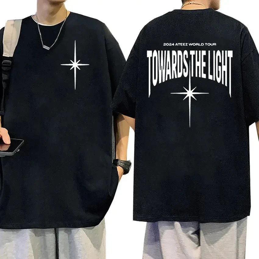 ATEEZ World Tour Men Cotton T-shirt Fashion Big Size Top Casual Short Sleeve Streetwear Classic Print Tee 4XL 250227